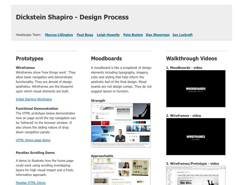 The design process project site.