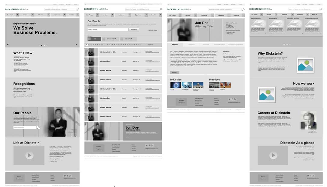 Wireframe prototypes