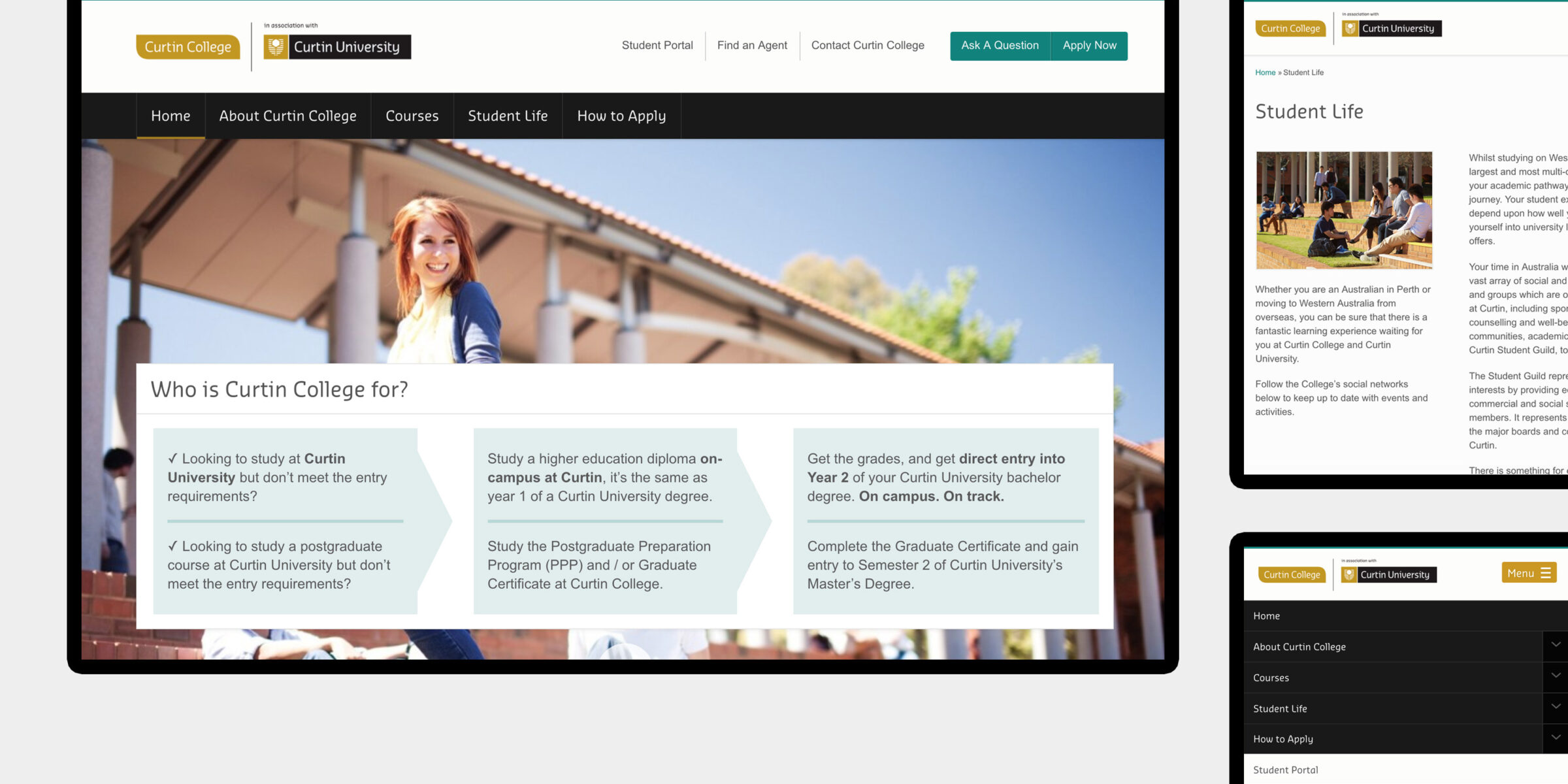 Curtin College - website design