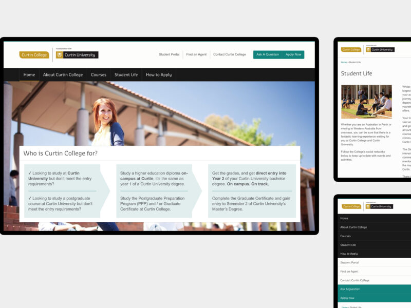 Curtin College - website design