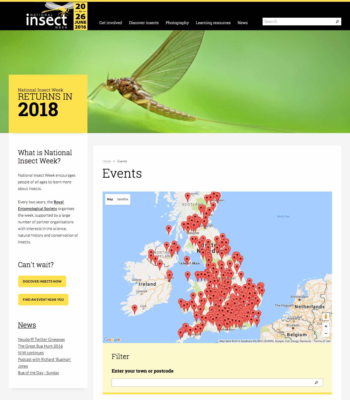 National Insect Week events map