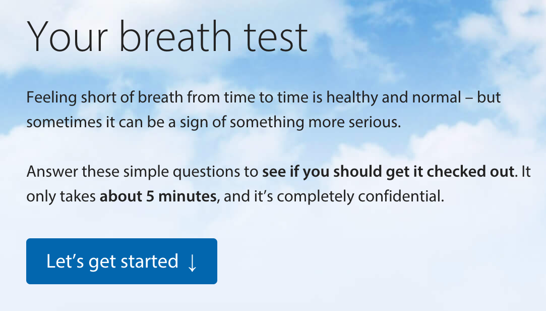 BLF breath test start page