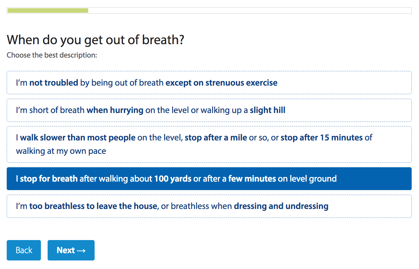 Medical Research Council breathlessness options