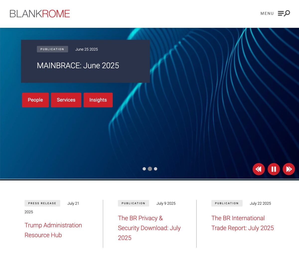 screen shot of the blankrome.com homepage