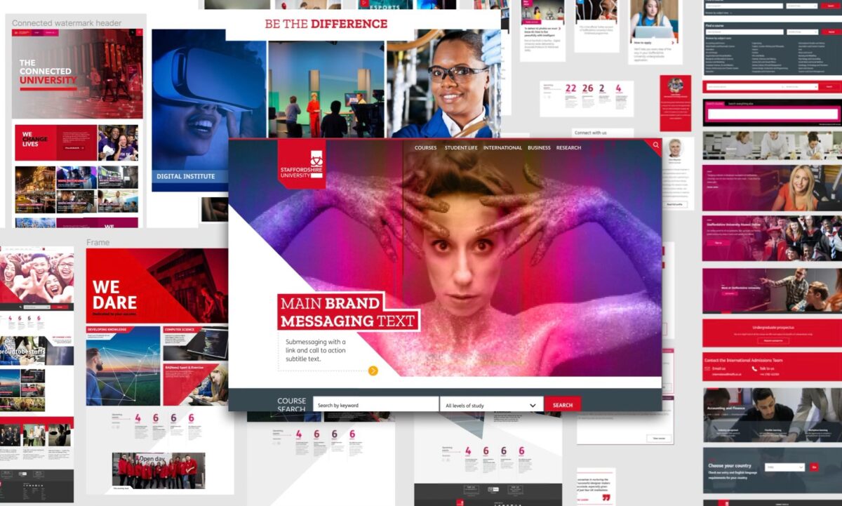 Montage of design experimentation for Staffordshire University