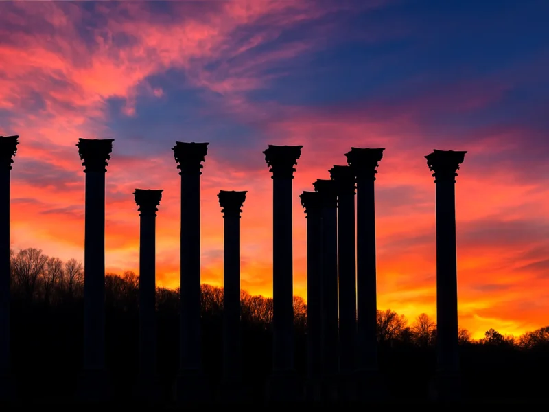 Columns in the sunset
