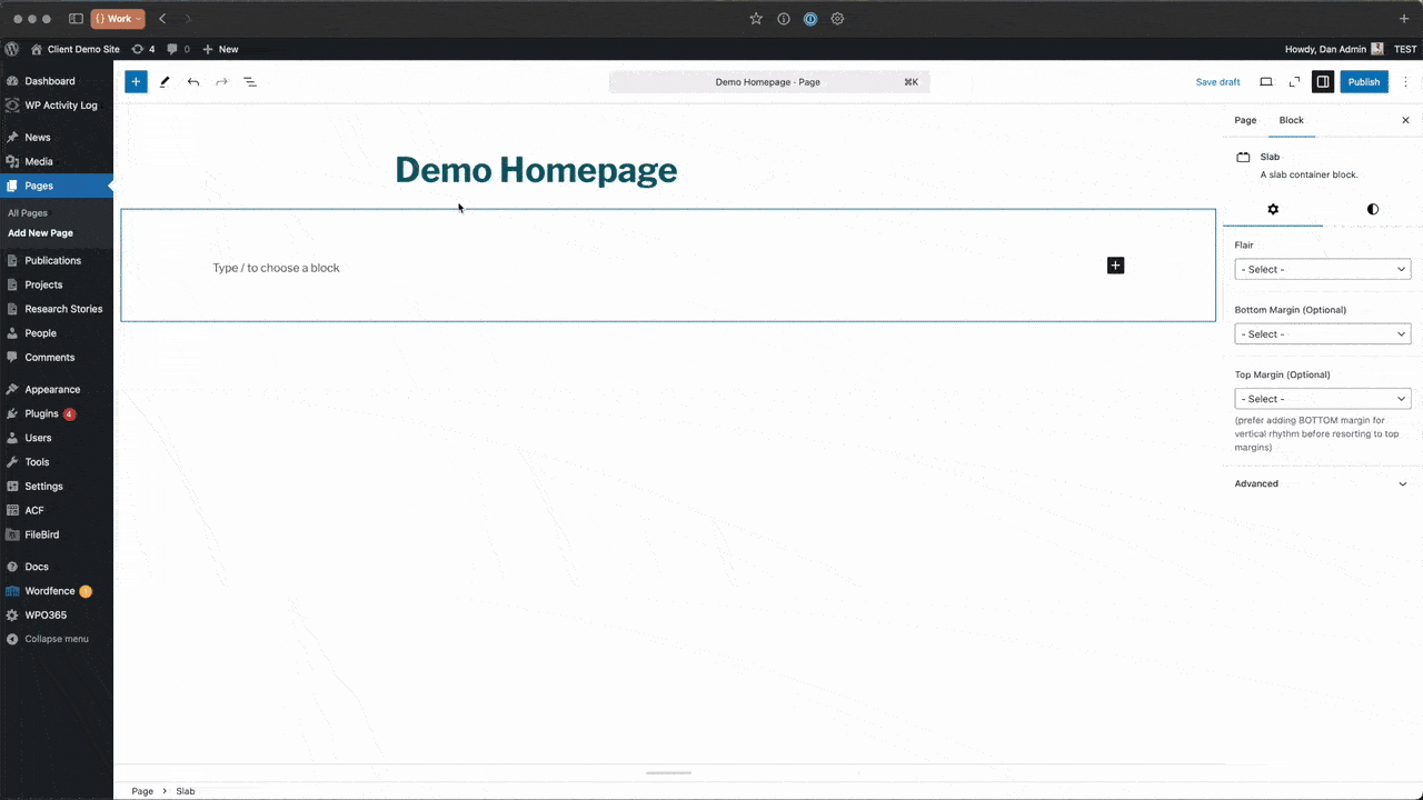 Using the block editor to create brand specific custom blocks 